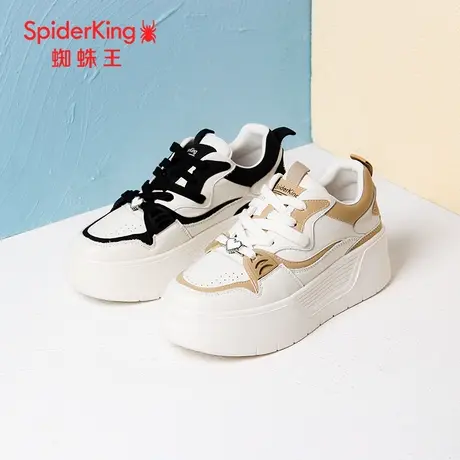 SPIDER KING/蜘蛛王女板鞋真皮2023秋商场新款休闲鞋时尚增高厚底图片