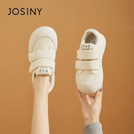 Josiny/卓诗尼厚底小白鞋女2024新款春秋季白色丑萌大头鞋女鞋子商品大图