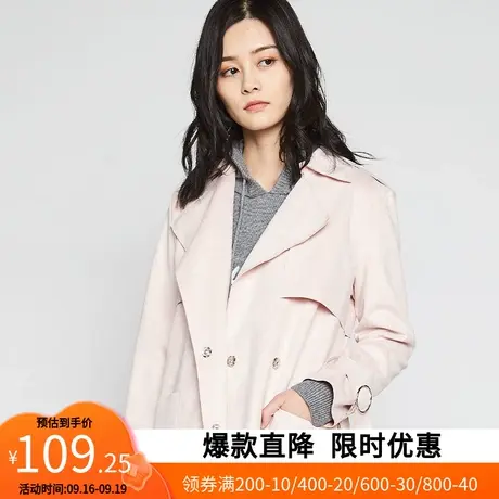 艾格秋冬女士风衣收腰保暖时尚潮流长款外套纯色简约舒适加厚防风商品大图