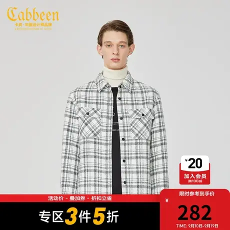 卡宾男装棉外套格纹衬衣外套保暖棉衣舒适小香风上衣气质男A图片