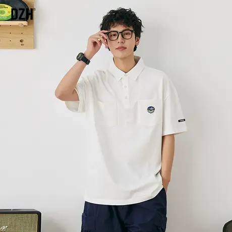 男士翻领短袖polo衫男夏季潮牌修身显瘦t恤2023新款简约半袖上衣商品大图