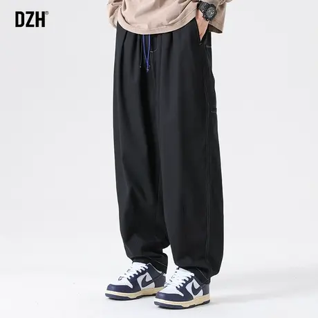 男士黑色阔腿裤子男直筒秋季垂感宽松工装裤2023新款直筒裤休闲裤商品大图