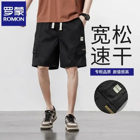 罗蒙2025新款工装男士短裤宽松直筒夏季薄款松紧腰休闲五分裤N1Z商品大图