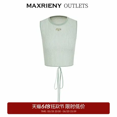 【奥莱】MAXRIENY甜辣套头针织衫条纹背心秋季无袖上衣女商品大图