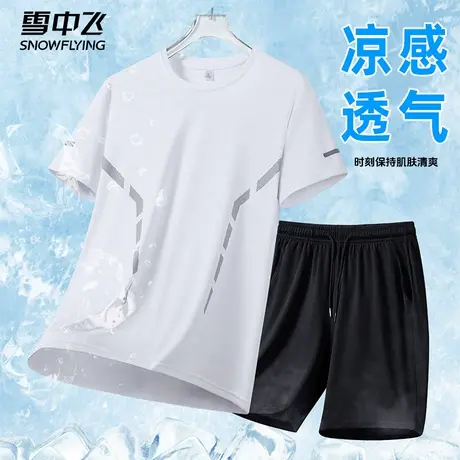 SNOW FLYING/雪中飞运动T恤男短袖夏季健身衣服篮球速干跑步套装图片