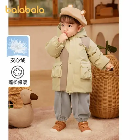 巴拉巴拉婴幼童羽绒服男童2025新款冬装女童保暖加绒外套连帽锁温商品大图