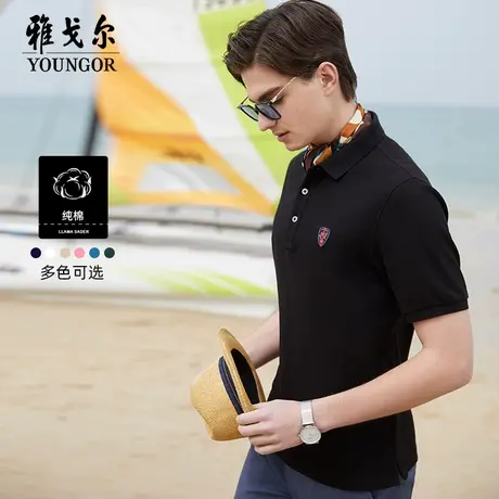 雅戈尔奥莱 男装短袖t恤商务休闲纯棉宽松翻领透气polo图片