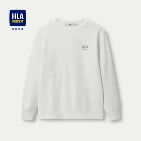 HLA/海澜之家含莫代尔卫衣23秋新款纯色提花圆领高周波印花长袖男商品大图