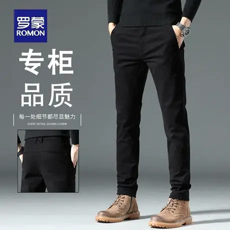 罗蒙高端秋季休闲裤男2025新款潮流百搭弹力直筒商务长裤子男N1Z商品大图