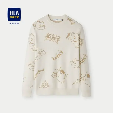 HLA/海澜之家时尚提花针织衫2025秋季新款保暖简约套头上衣男图片