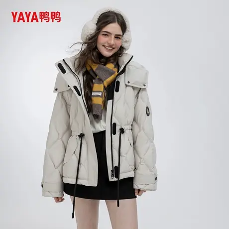 YAYA鸭鸭2025新款运动风加厚外套连帽宽松中长款冬季保暖羽绒服女商品大图