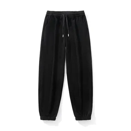 2023秋季纯色坠感bf裤脚抽绳设计宽松灯芯绒束脚原宿风港味休闲裤商品大图