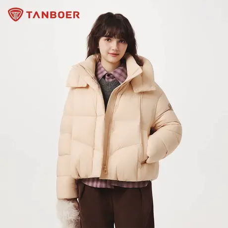 坦博尔羽绒服女2025新款时尚冬季保暖厚宽松短款脱卸帽面包服外套商品大图