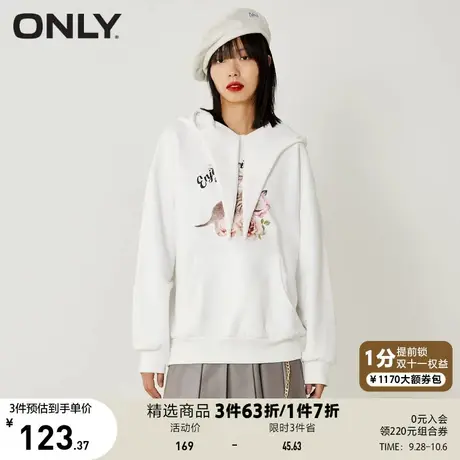 ONLY奥莱春夏连帽宽松oversize卡通印花卫衣女商品大图