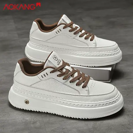 奥康男鞋2026新款春季休闲百搭小白鞋男厚底增高耐磨透气运动板鞋商品大图