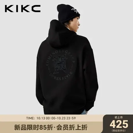 kikc连帽卫衣男2023秋冬新款商场同款立体印花套头时尚百搭上衣潮图片