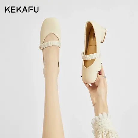 珂卡芙法式玛丽珍鞋子2023新款秋季配裙子的单鞋女仙女鞋温柔女鞋图片