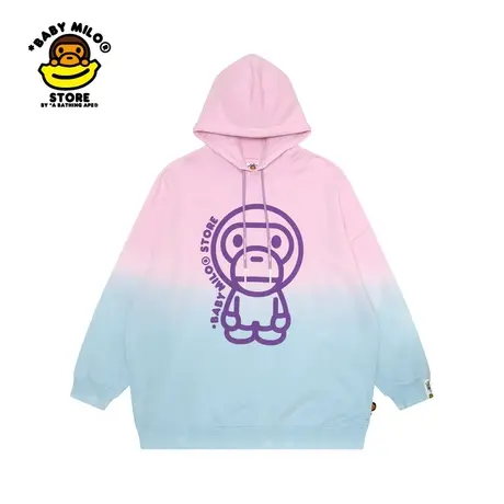 BABY MILO STORE女装秋冬卡通小猴渐变薄绒连帽卫衣3031XXL商品大图