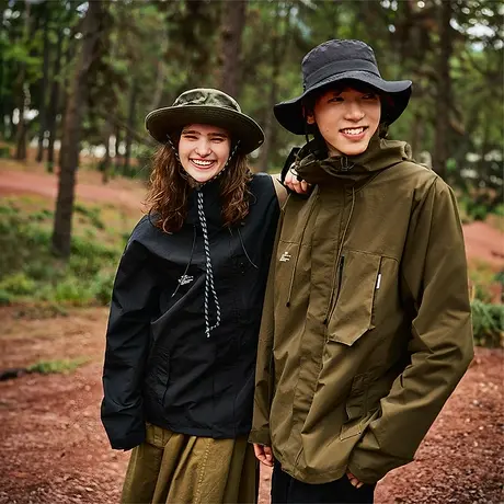 复古山系连帽冲锋衣女外套2023新款秋季宽松潮牌户外运动夹克上衣商品大图