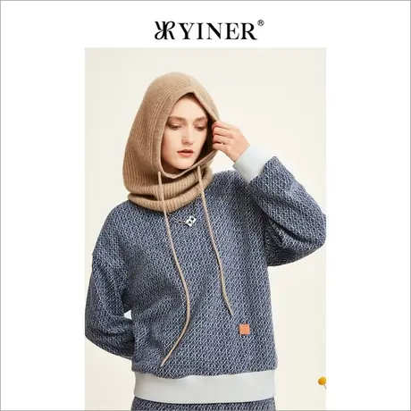 YINER音儿女装冬季圆领高级感羊毛针织衫套头上衣图片