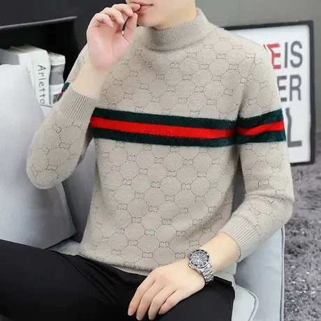 毛衣男春秋装半高领针织衫套头上衣青少年线衫秋季内搭线衣潮秋衣商品大图