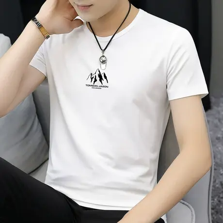 莫代尔夏季男t恤短袖ins潮牌潮流冰丝冰感半袖男生上衣服简约百搭商品大图