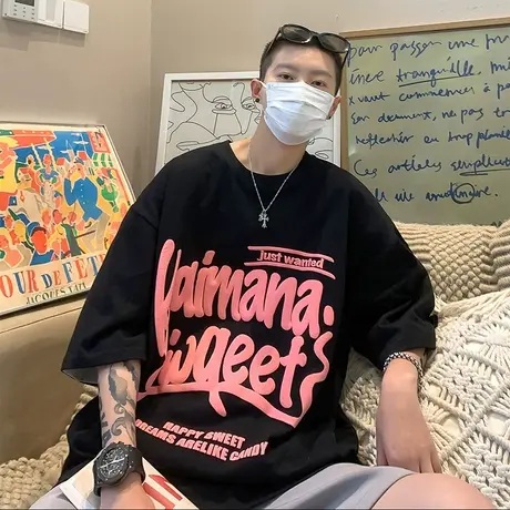 立体发泡美式纯棉短袖t恤男夏季薄款宽松内搭休闲潮流圆领体恤衫商品大图