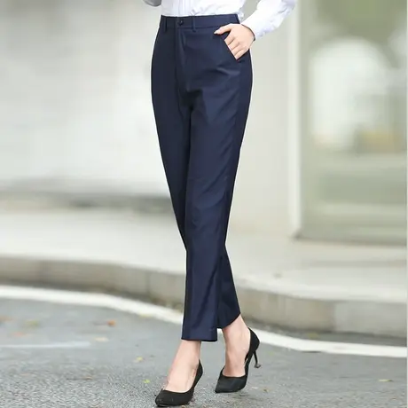春秋新款高腰九分裤女休闲西装裤黑色直筒显瘦垂感大码工装西裤OL商品大图