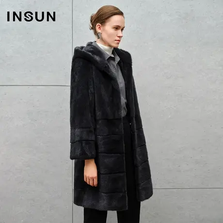 INSUN恩裳线上专选冬季直身H型连帽抽绳皮草商品大图