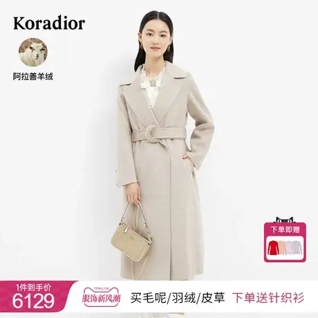 珂莱蒂尔宽松显瘦时尚百搭毛呢外套女新款山羊绒呢子大衣中长款图片