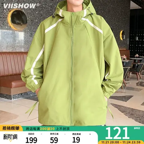 VIISHOW高级感冲锋夹克2023春秋季外套男防风连帽美式宽松爬山外商品大图