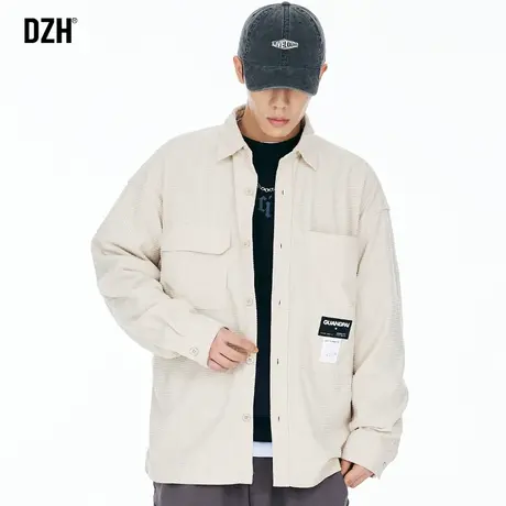 男士杏色长袖衬衫男高级感男友风秋季日系男装休闲衬衣外套春秋款商品大图