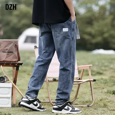 男士秋冬新款牛仔裤男直筒宽松腰带款2023年新款休闲长裤大码男裤商品大图