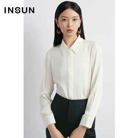 INSUN恩裳奥莱秋季19MM重磅真丝弹力缎衬衫图片