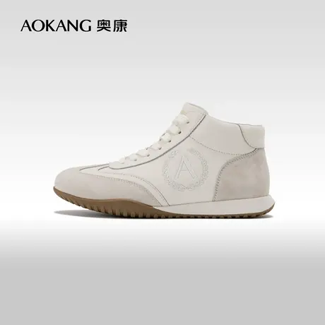 奥康女鞋 2023冬季新款时尚百搭高帮运动休闲鞋舒适系带阿甘鞋图片
