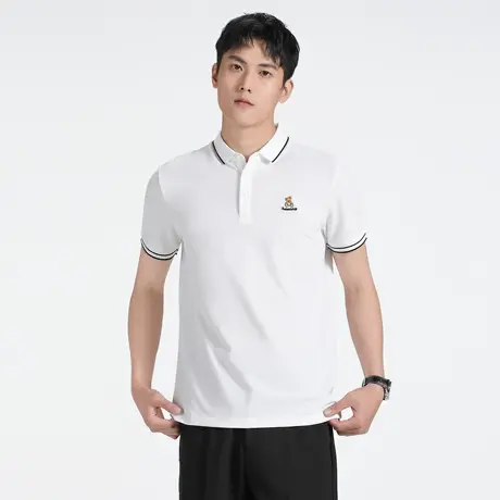 小熊高端冰丝POLO衫男士短袖t恤2024新款翻领刺绣春夏季上衣丅恤图片