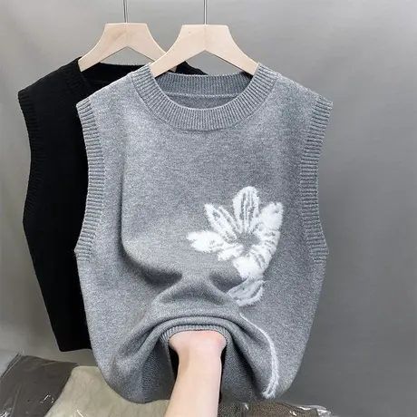 2024年早春新款背心女设计感小众针织圆领马甲女百搭无袖毛衣女潮商品大图