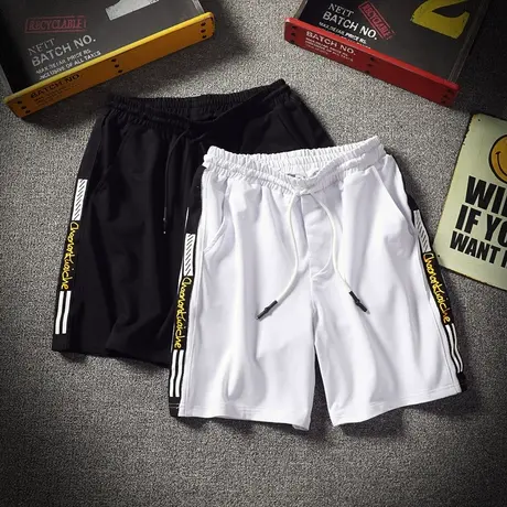 夏季男士运动短裤织带印花学生篮球运动裤大裤衩速干沙滩裤中裤潮商品大图