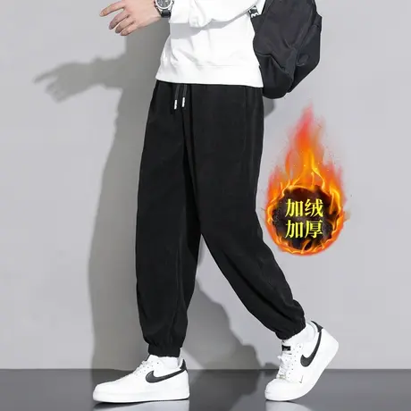 男士卫裤春秋冬款美式潮牌灯芯绒裤子宽松束脚痞帅高街运动休闲裤图片