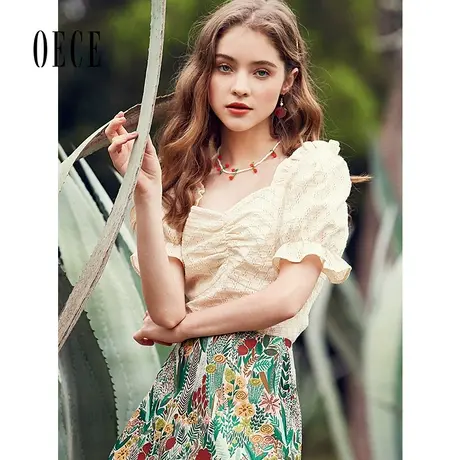 Oece春夏新款女装法式复古港味设计感小众衬衫上衣商品大图