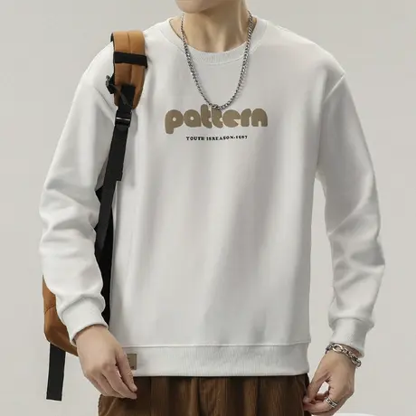 男款印花秋季上衣服春秋款中性风情侣装圆领T恤秋天重磅长袖卫衣图片