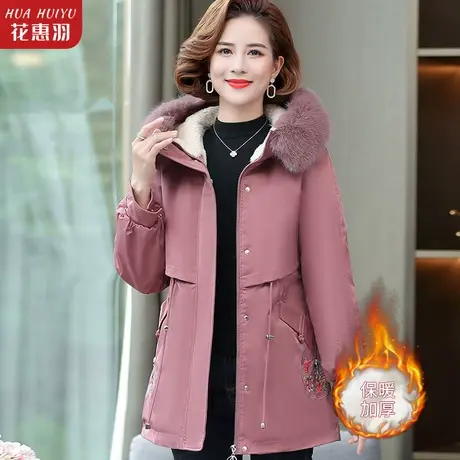 中年妈妈冬装棉衣加绒外套新款中老年人女装冬季棉袄洋气冬款棉服图片