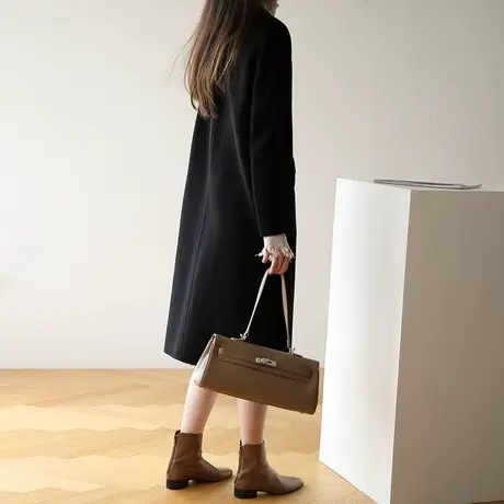 【反季清仓价仅299】双面呢大衣女呢子羊毛毛呢外套女中长款图片