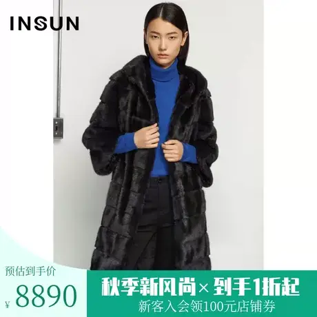 恩裳冬季新款时尚高级感绒毛舒适腰带设计皮草大衣商品大图