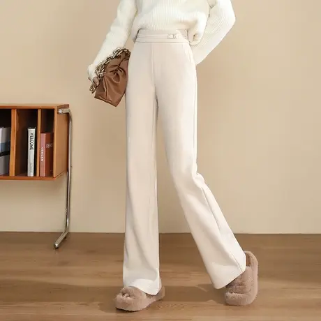 秋冬软糯微喇裤女2023新款高腰垂感直筒喇叭长裤显瘦通勤休闲裤子商品大图