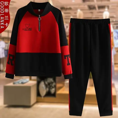 40-50岁中年妈妈秋装运动服套装大码宽松洋气休闲套头卫衣两件套商品大图