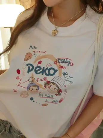 美式复古仿棉短袖t恤女装夏季2023新款宽松显瘦胖mm遮肚上衣藏肉图片