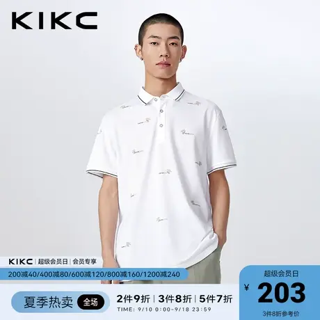 kikcpolo衫男2023春夏新款商场同款字母图案印花气质休闲翻领短袖图片