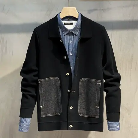 2023秋冬新款毛衣外套男士夹克加厚针织开衫韩版潮流男装外穿上衣商品大图