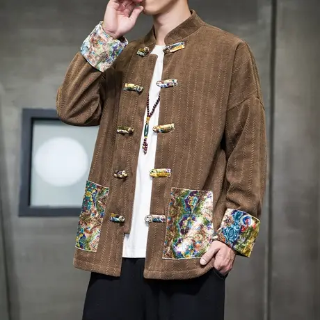 中国风男装复古盘口中式唐装汉服夹克外套立领国潮秋装中山上衣服商品大图